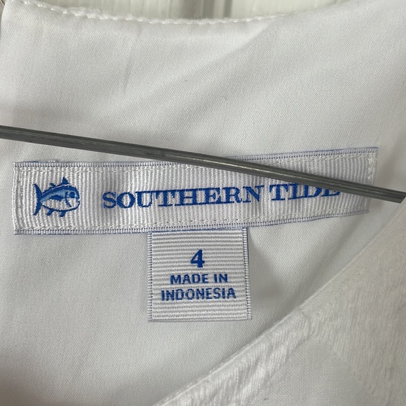 Southern tide white geometrical print crewneck sleeveless sheath midi dress sz 4 - Picture 12 of 17